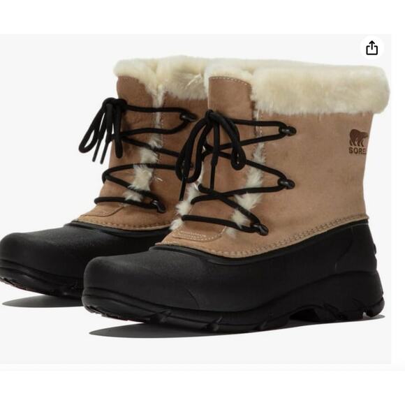SOREL NWOB Women's Snow Angel Lace Faux Fur Suede Lug Sole Boot 9.5 winter - Picture 1 of 8